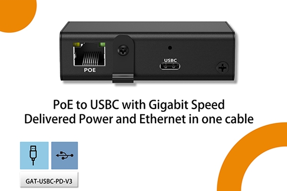 True Gigabit PoE+ to USB Type C Power and Data Delivery solution specific for Google Pixel, Microsoft Surface Go, Samsung Galaxy Tab*, and Apple iPad!